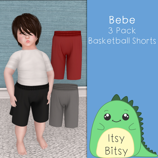 Second Life Marketplace Itsy Bitsy Basketball Shorts 3 Pack Hud (wear